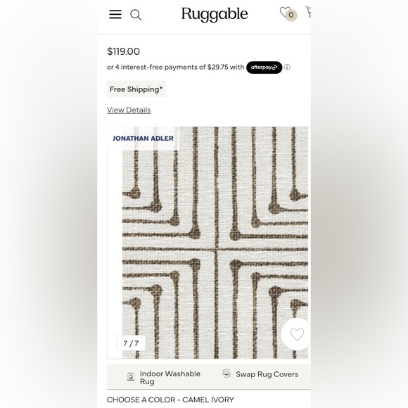 2 NEW RUGGABLE 2x3 washable Rugs + Pads Jonathan Adler Inkdrop Camel & Ivory - Picture 3 of 16